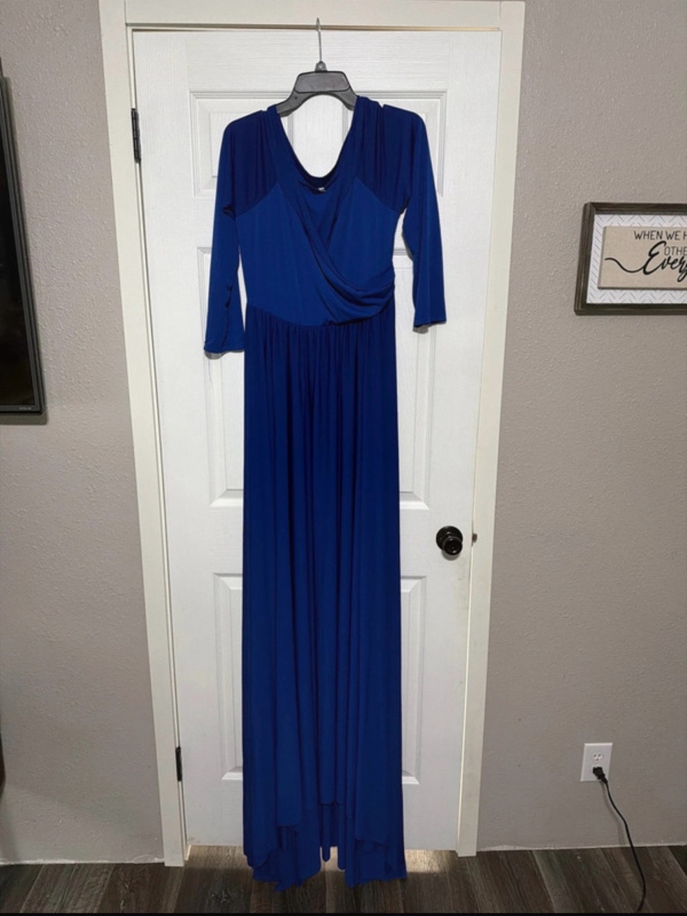 Amazon Women's Royal Blue Maxi Dress with Draped Bodice